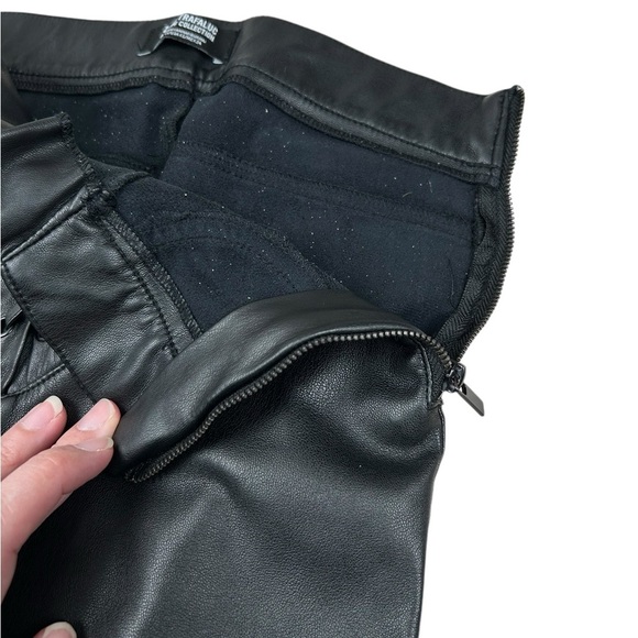 ZARA Trafaluc vegan leather leggings size XS, mid-raise, lace up front Gothic - Picture 8 of 10